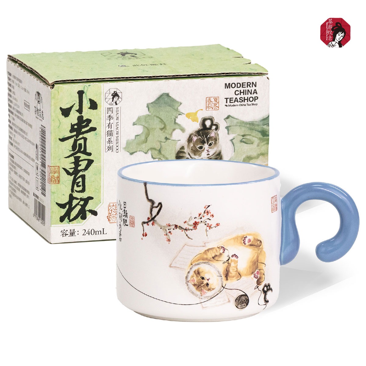 ChaYanYueSe Mug Blind Box Four Seasons Cat Series 240 ml