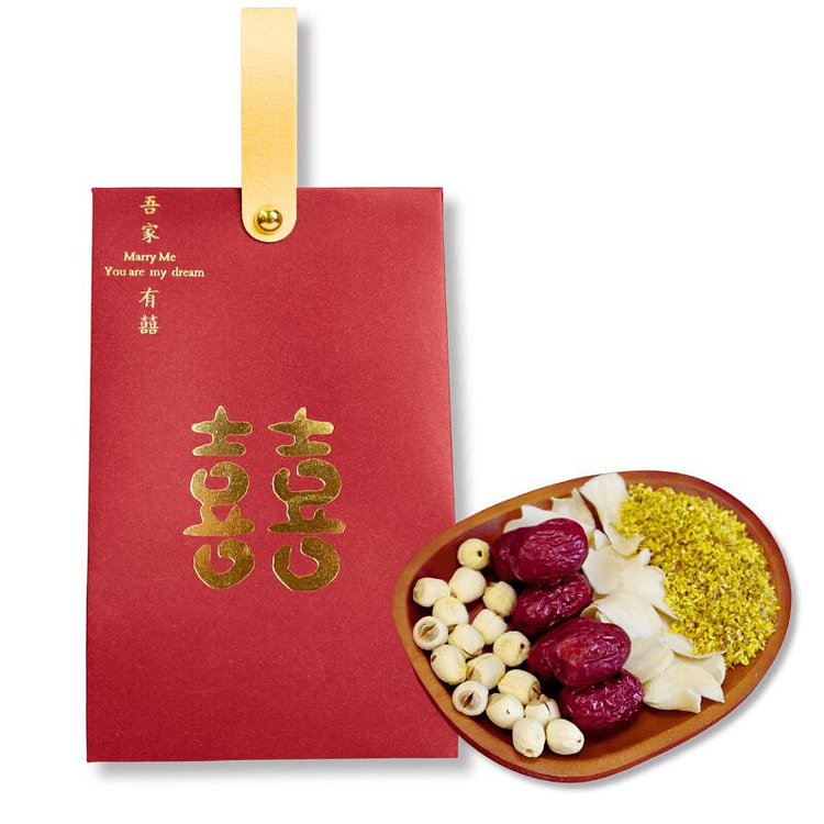 Marryme FavorBox(Osmanthus/Dates/Lily/Lotus Seeds)