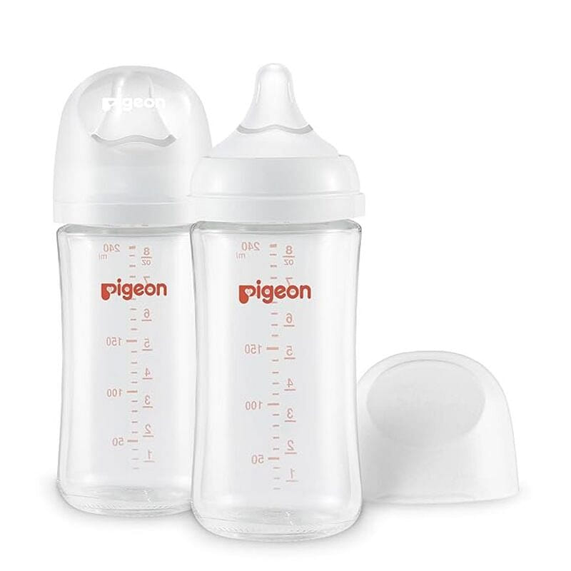 贝亲宽口径玻璃奶瓶自然实感 240ml 2 瓶