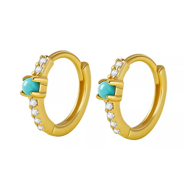Turquoise Earrings And Silver Earrings 12 * 12mm 1 box