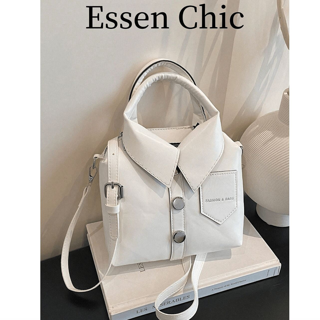 1pc White Autumn/Winter New Fashion Solid Color PU 1 case