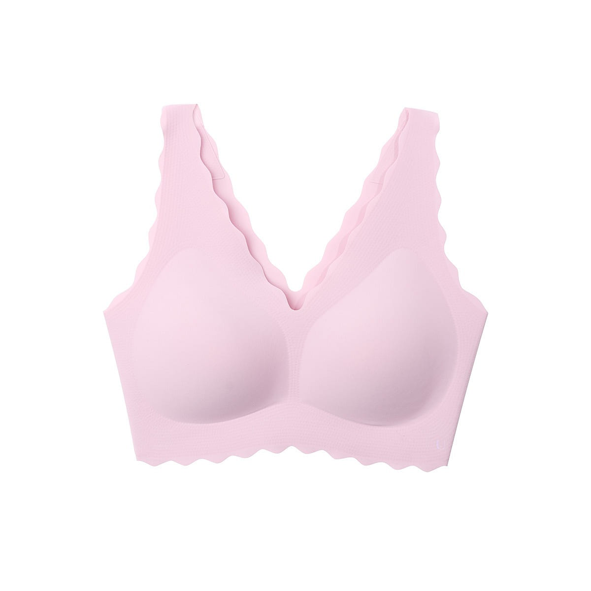 Ubras Women’s Wireless Deep-V Wavy-Edge Vest Bra. Free Size Pink Color 1 each