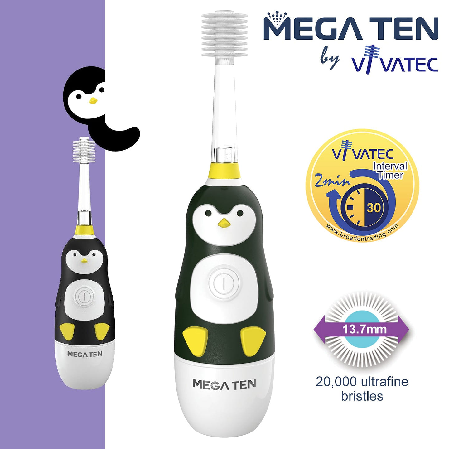 MEGA TEN 360 Sonic Toothbrush - Penguin 1 each
