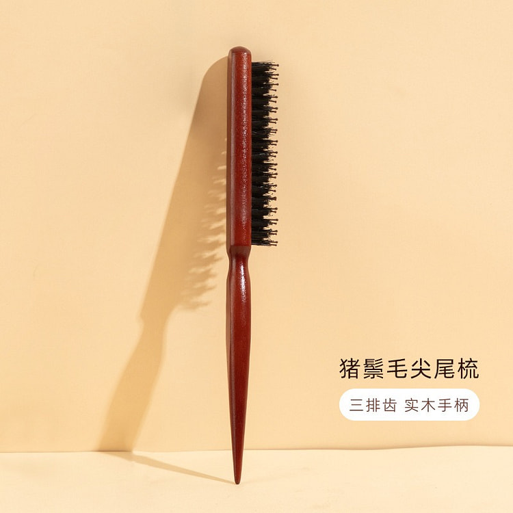 Pig bristle comb,three-row narrow-toothed comb, 1 count