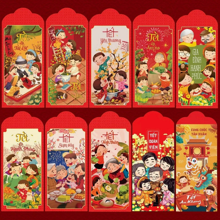 Set of 10 Red Envelopes for Tea 2025 - New Design