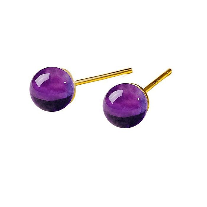 宫里上新 紫水晶耳钉紫色九紫离火耳饰 金色 6mm 1 盒