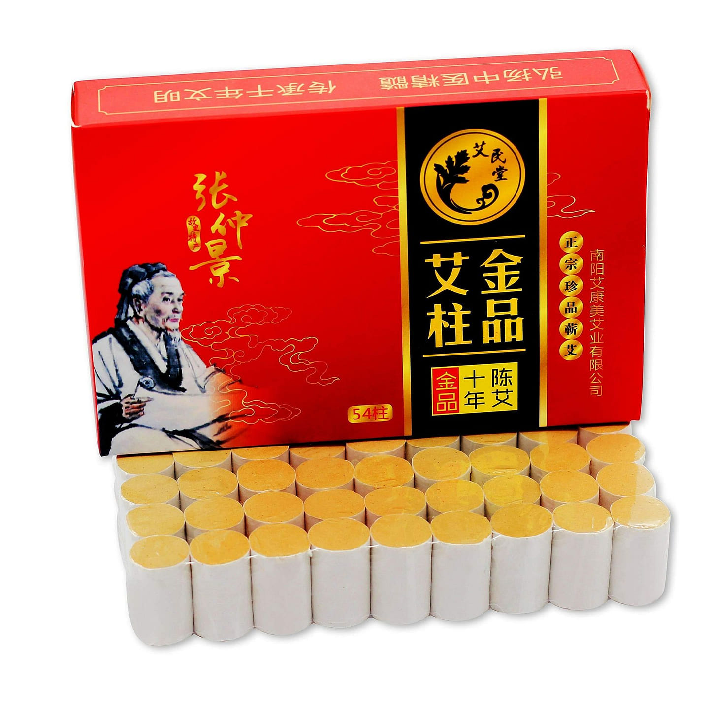10-Years Purity 60:1 Ratio 54 Rolls Sticks Pure Moxibustion Pure Moxa Sticks 1 box