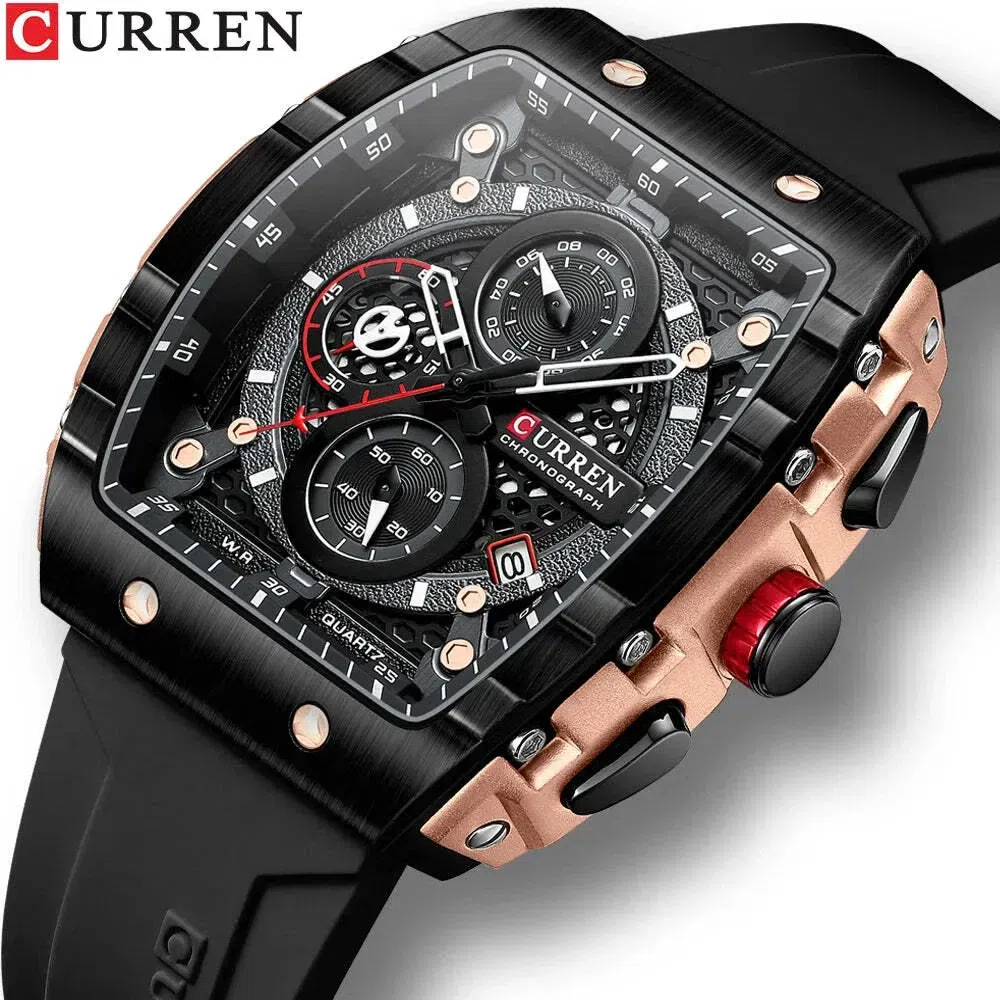 Square Quartz Wristwatch Waterproof Luminous Chron 1 box