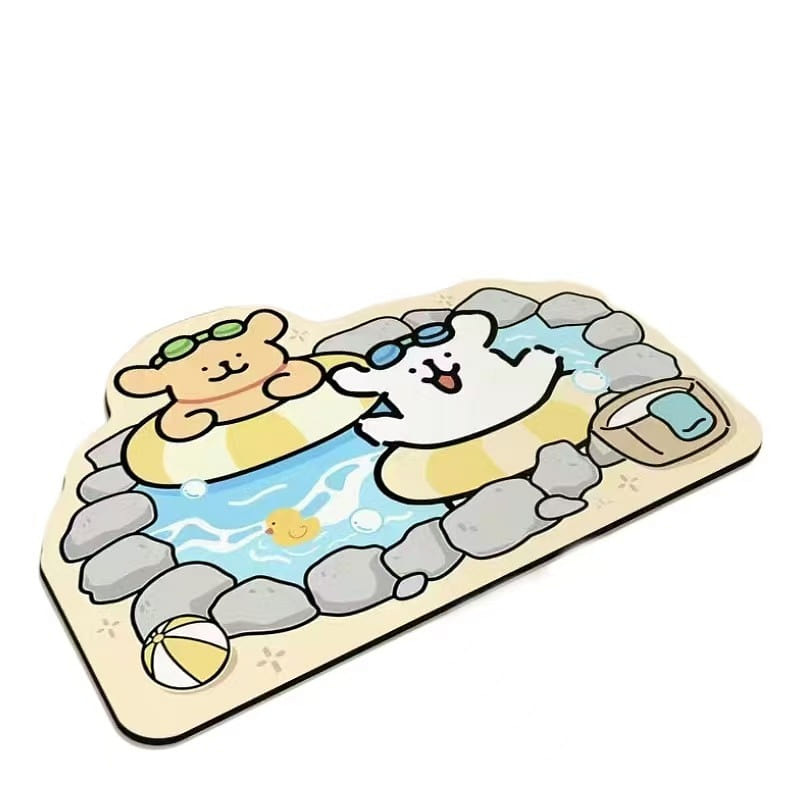 Line Dog Bathroom Mat Toilet Non-slip Diatom Mud- Bath Time 40*60cm 1Pc 1 count
