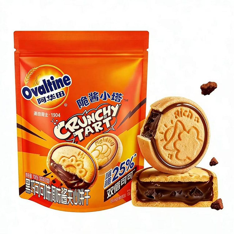 阿华田脆酱小塔巧克力饼干1袋  黑巧克力夹心饼干 130 克