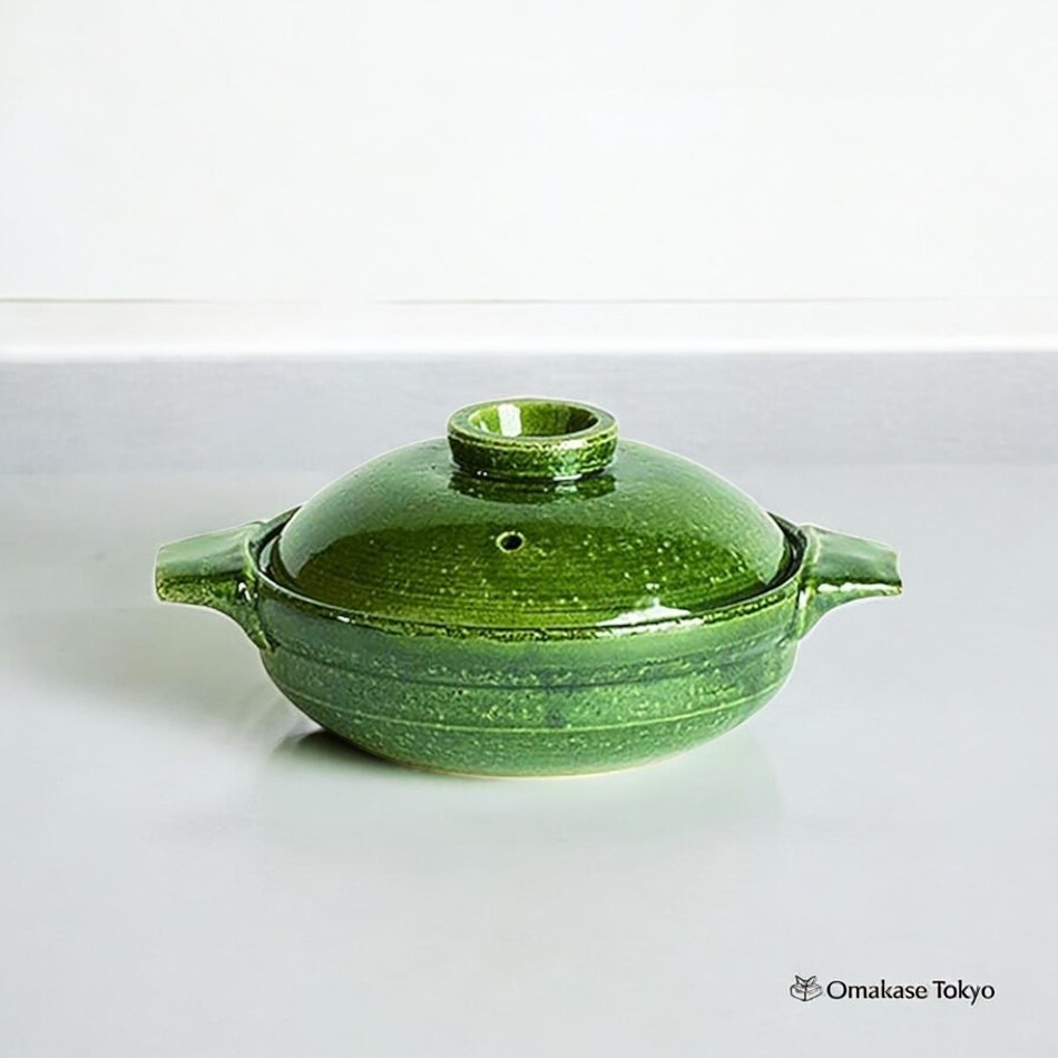 Saji Pottery Banko Ware Earthenware Pot Green 800 g