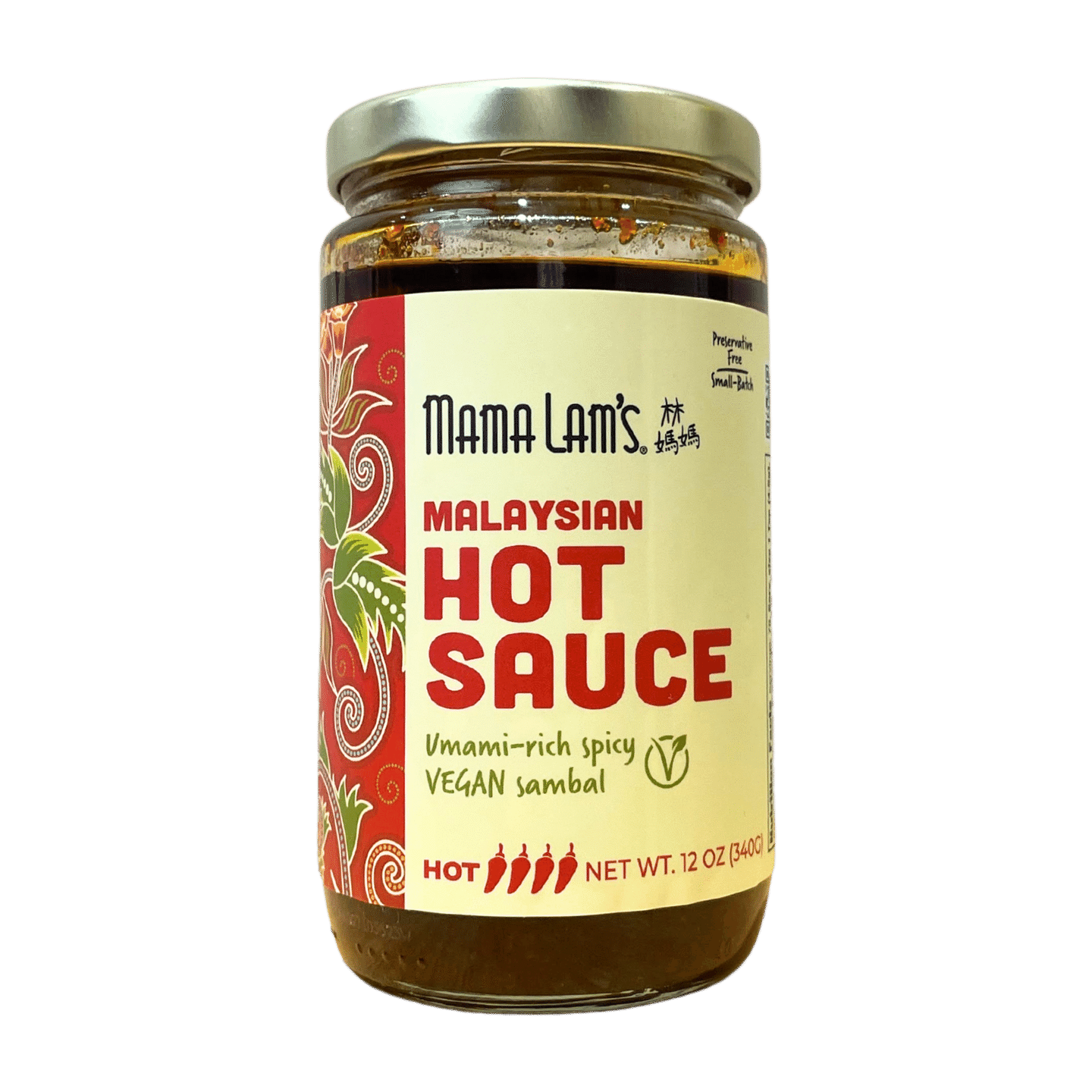 Malaysian Hot Sauce Vegan, Large 12 oz