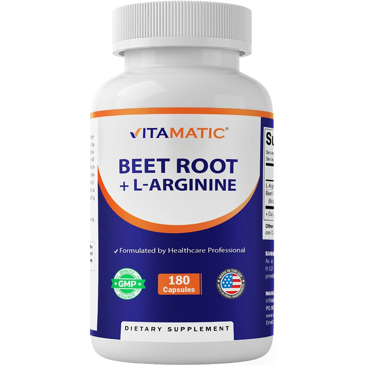 Beet Root + L-Arginine Capsules - 180 Veg Capsules 1 each