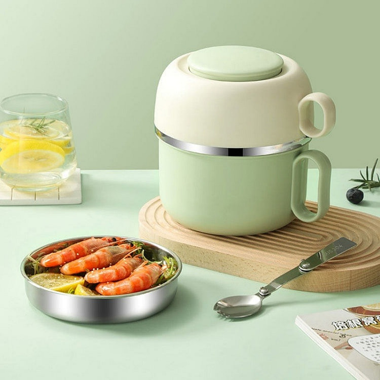 304不锈钢保温饭盒上班泡面碗带盖隔层宿舍学生绿色 1 份