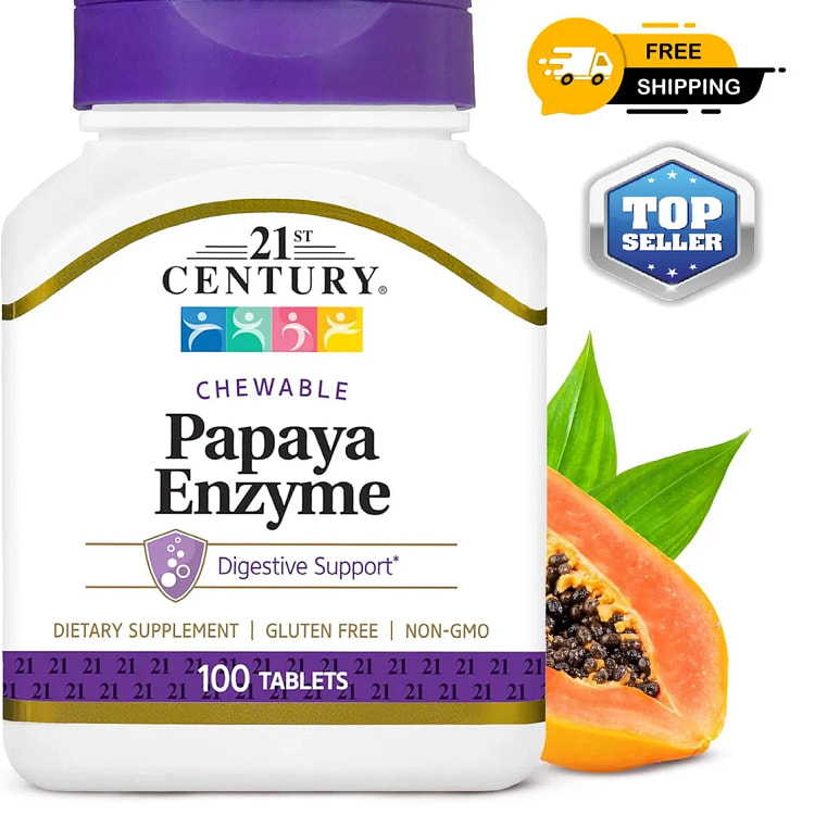 21st Century Papaya Enzyme Chewable 100 Count Papa 200 pack