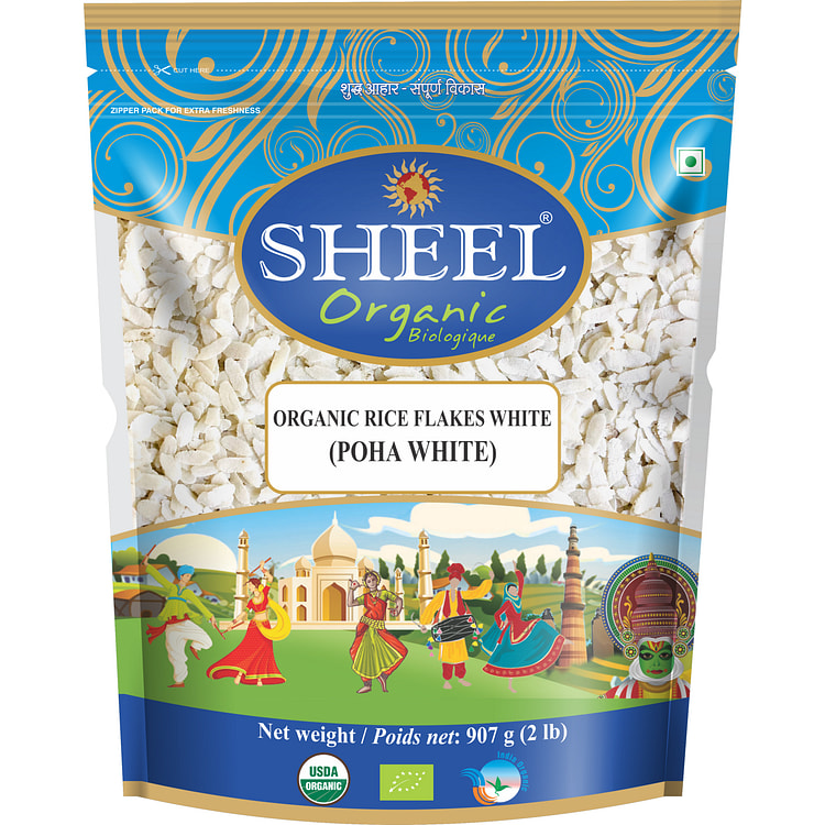 Organic Poha White / Rice Flakes - 2 Lb (907g)
