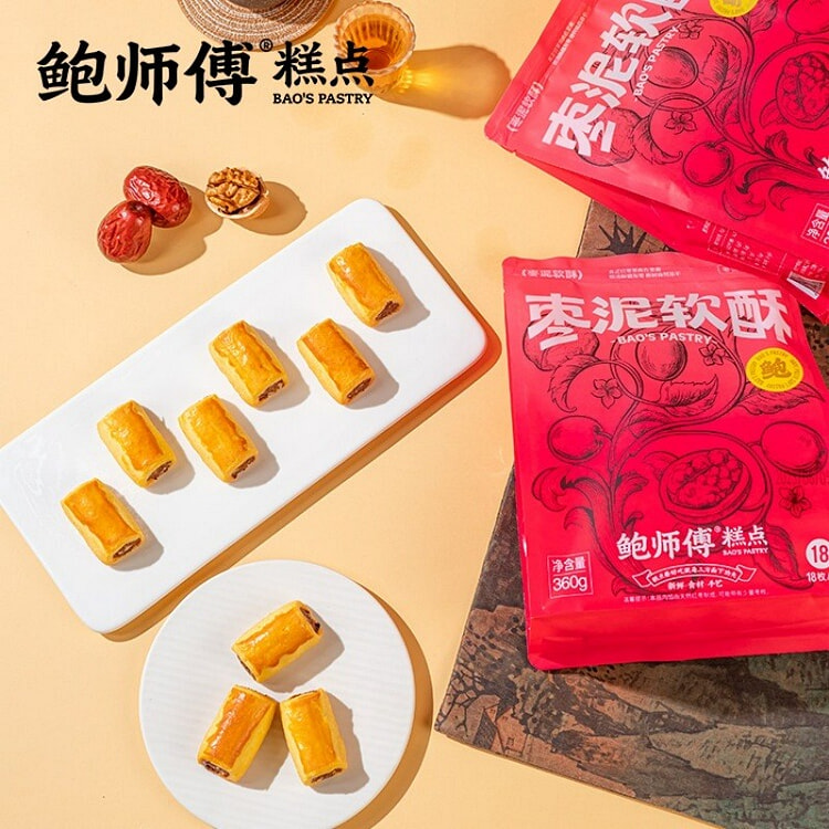 鲍师傅枣泥软酥核桃酥传统中式老式小吃点心零食 360 克