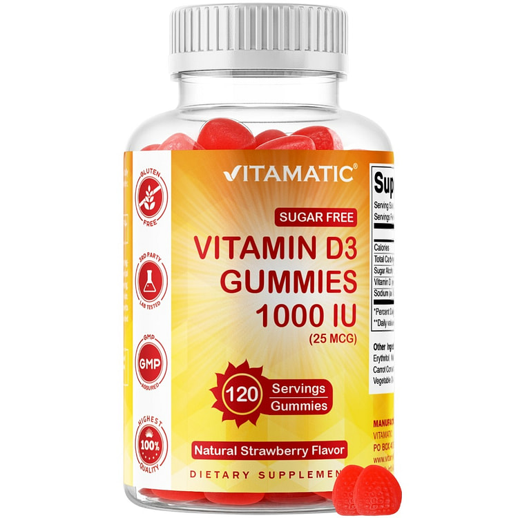 无糖维生素 D3 1000 IU - 120 粒软