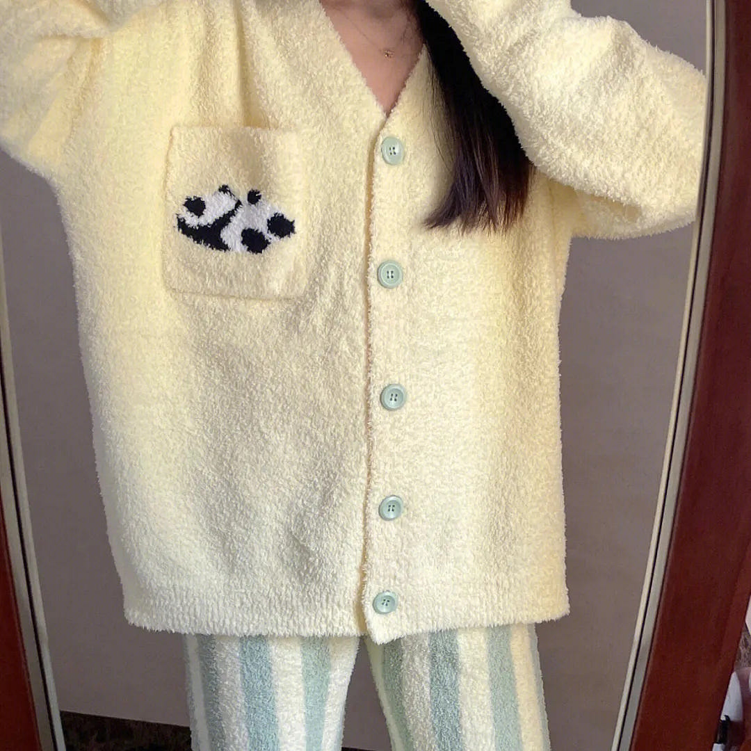 Panda Macaron Dreamwear Pajama Set Yellow M Size 2000 g