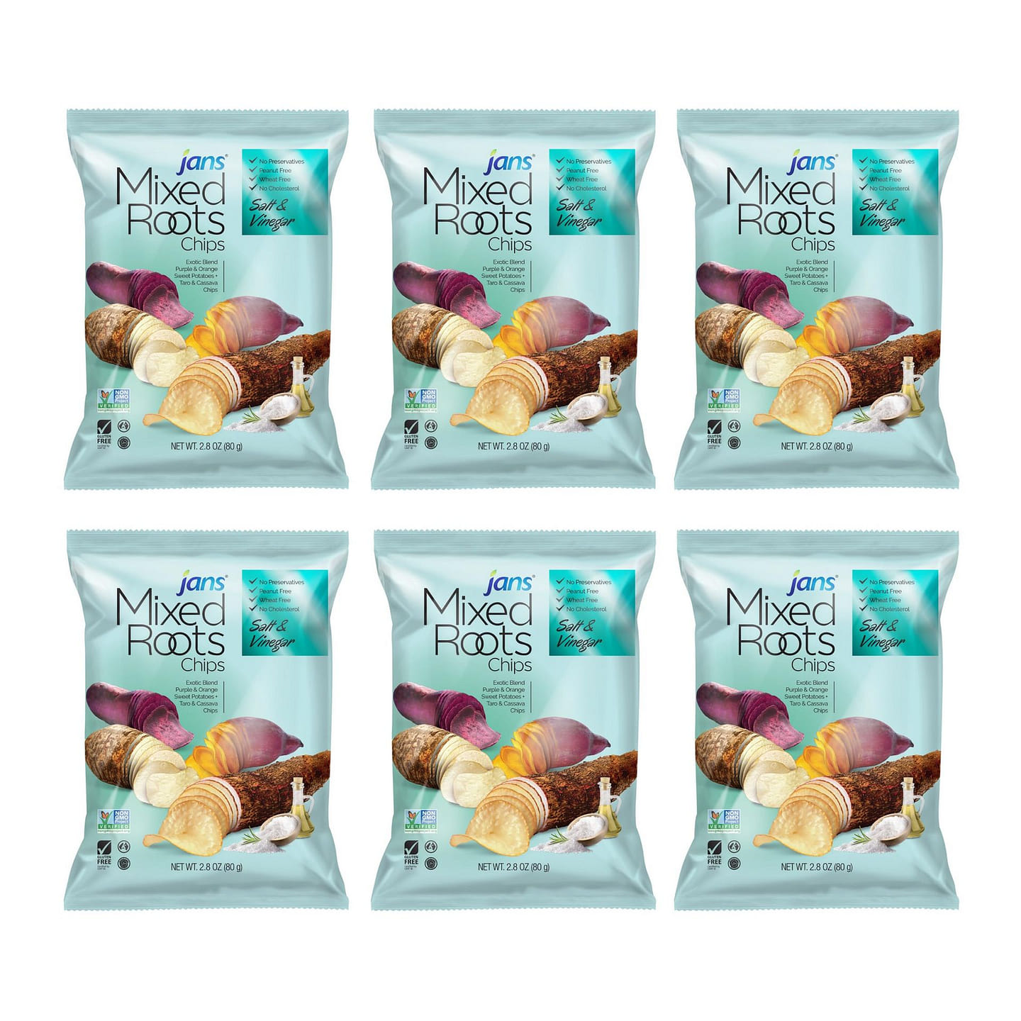 Jans Mixed Roots Chips Salt & Vinegar Pack of 12 2.8 oz*12 pack