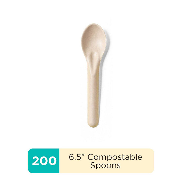 200 pcs Renewable Fiber Compostable Spoons 200 count