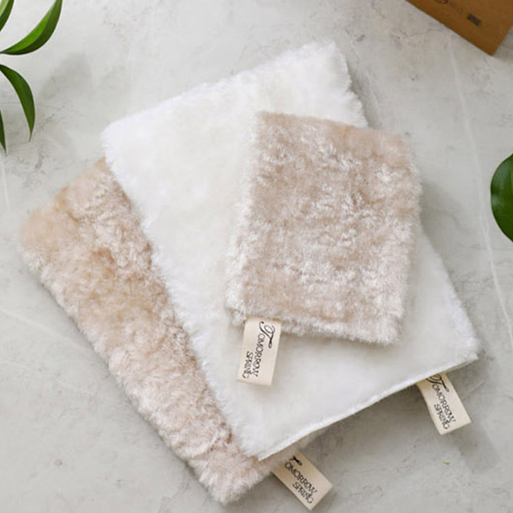 100% Viscose Facial Washcloth (White/Beige) 2 sets