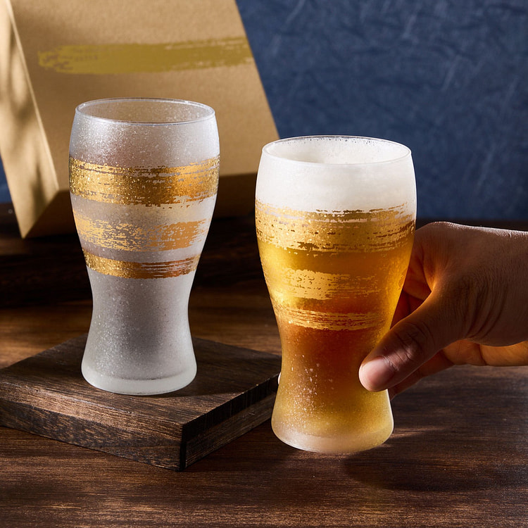 Golden Ishizuka Pair Beer Glasses