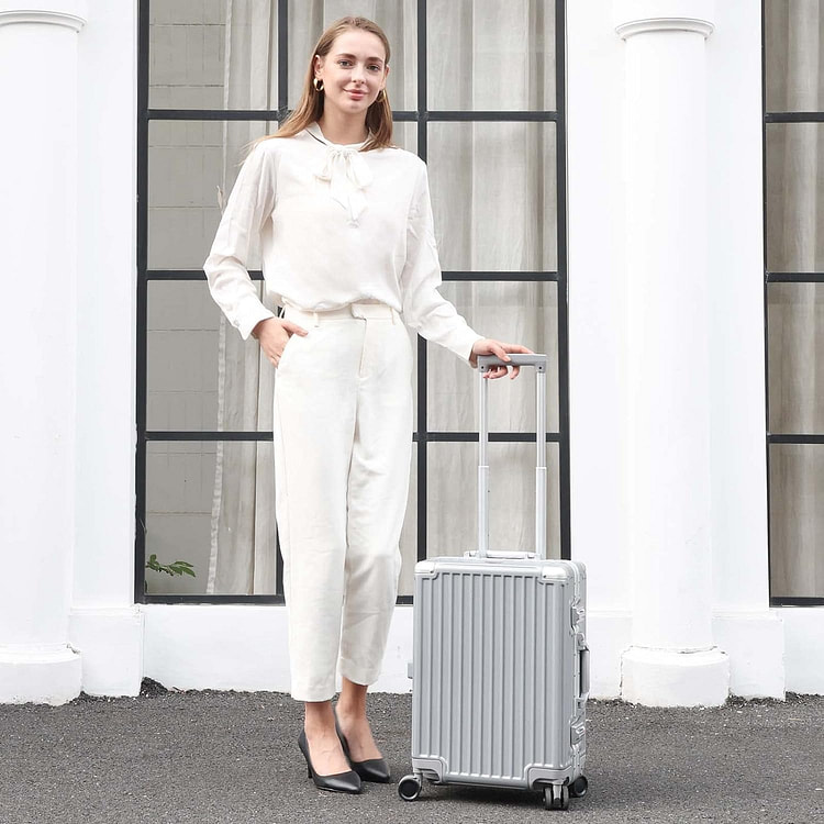 Aluminum Frame Luggage, ABS Body - Silver 20 in