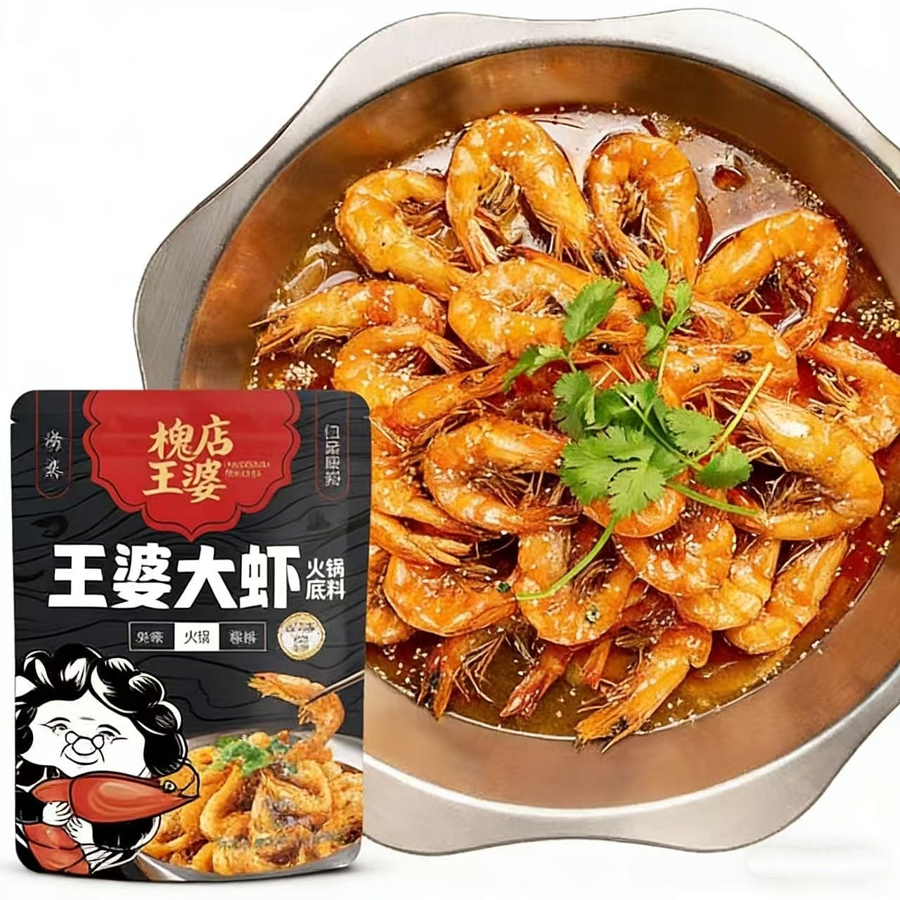 Huai Dian Wang Po Shrimp Hot Pot Base, Spicy Shrim 215 g