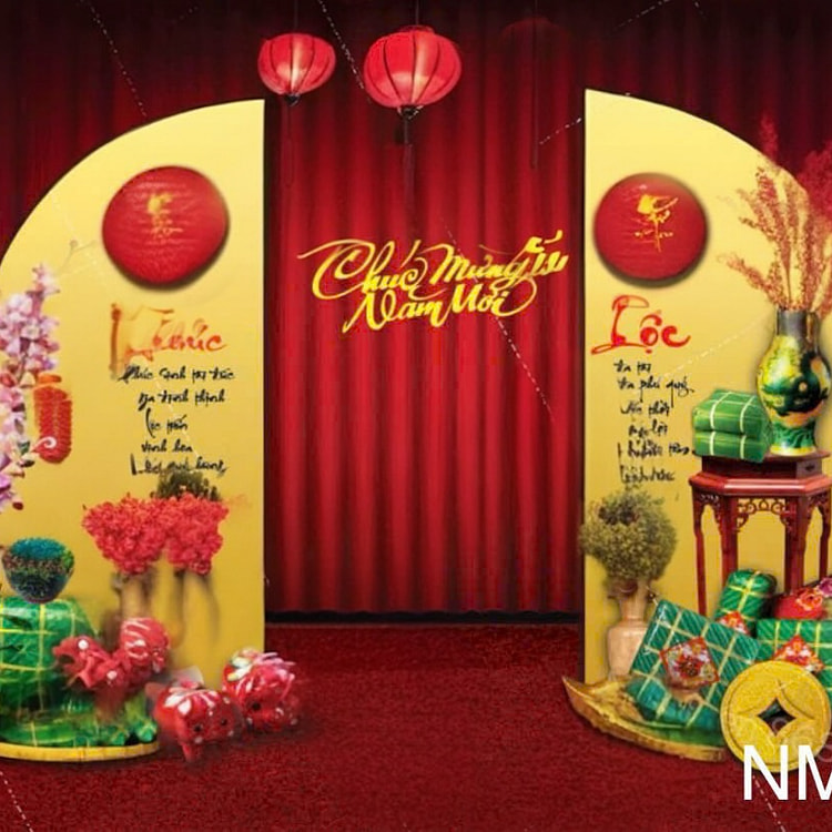 BACKDROP NMH08 LARGE 3m x 2.3m (10ft x 7.5ft) Tranh Vải Decor Tết Mẫu Mới 2