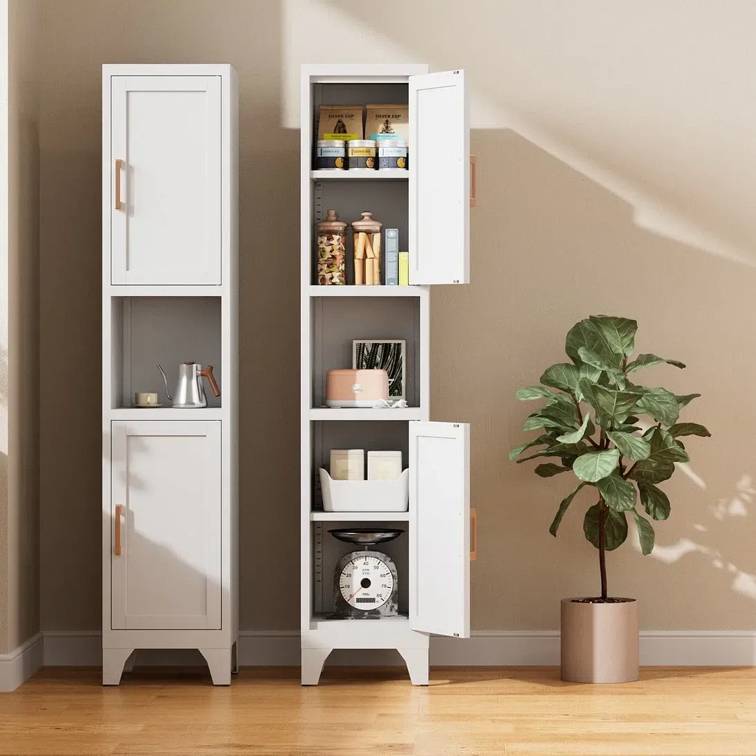 Kitchen Pantry Cabinet With 2 Doors and Adjustable 1 each
