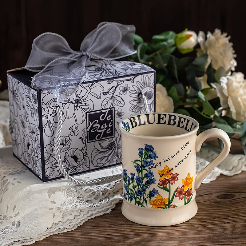 Designer cooperation mug Midnight blue tulip mug Ceramic water cup 1 each