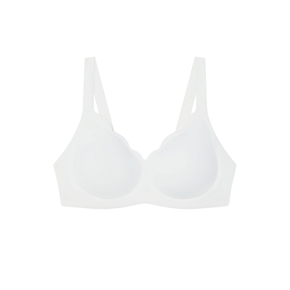 Ubras One Size Soft Support Petal Cup Bra, Deep V Wave Collar Bra-White-M 50 g