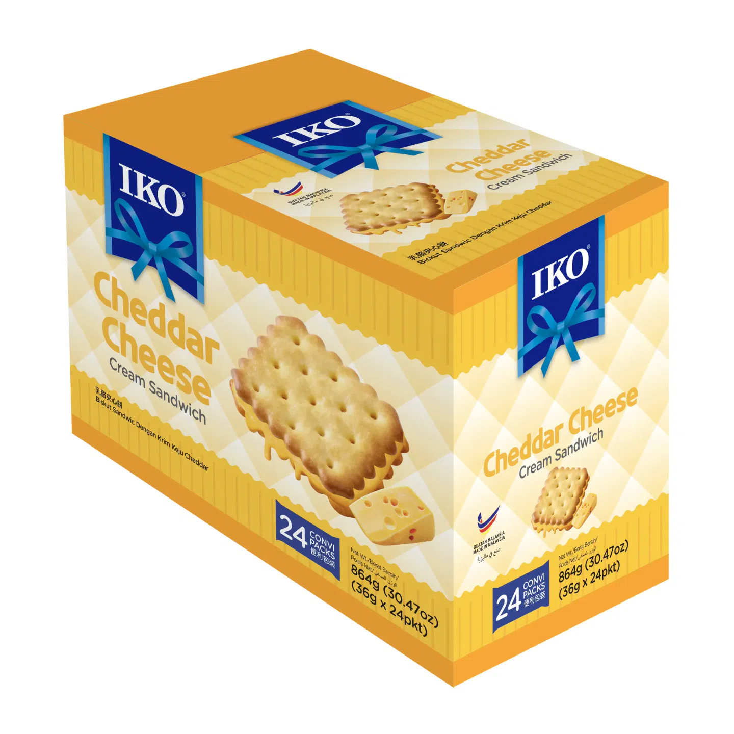 IKO Cheddar Cheese Cream Sandwich 864g 1 box