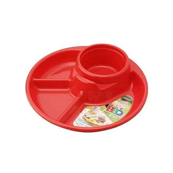 Plastic Plate with Drink and Cutlery Holder Red 1 個