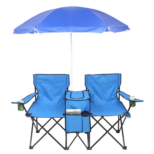 Portable Outdoor 2-Seat Folding Chair Sun Umbrella 1 each