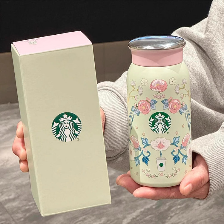 星巴克 春日花系列花朵不锈钢可爱造型小巧便携保温杯