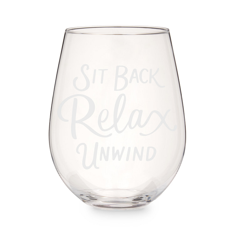 Sit Back and Relax Stemless Wine Glass by Twine®