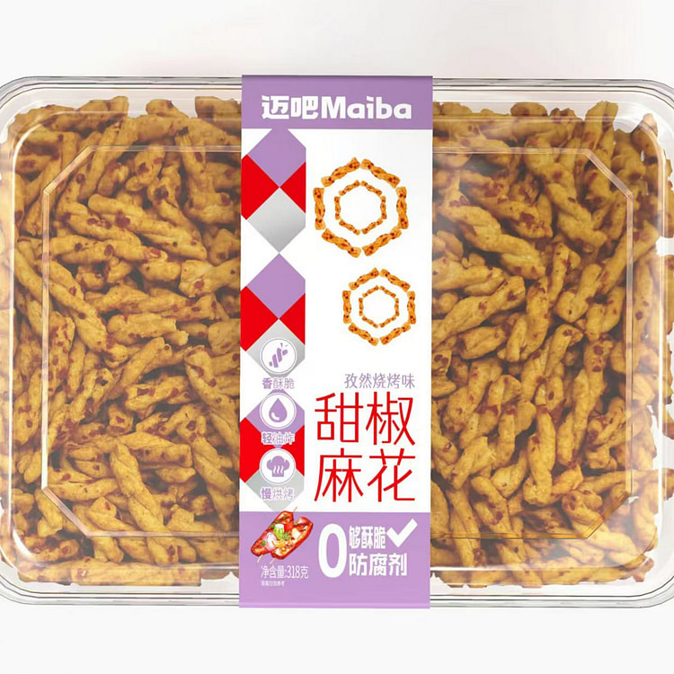 迈吧 甜椒麻花孜然烧烤味【早餐零食】健康小吃