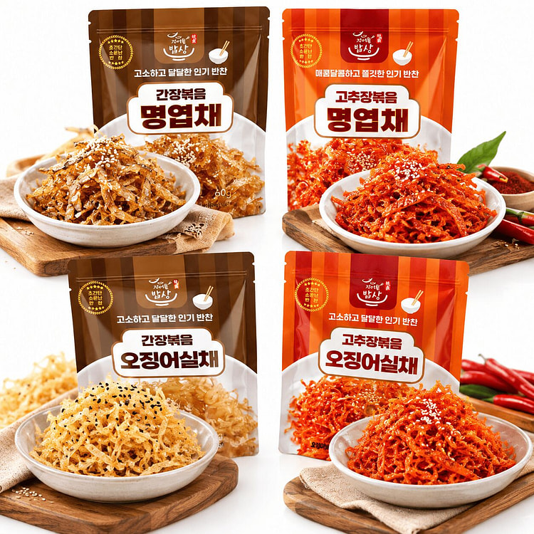 Seasoned Dried Fish Strips & Shredded Squid Set 50 g*4 pack