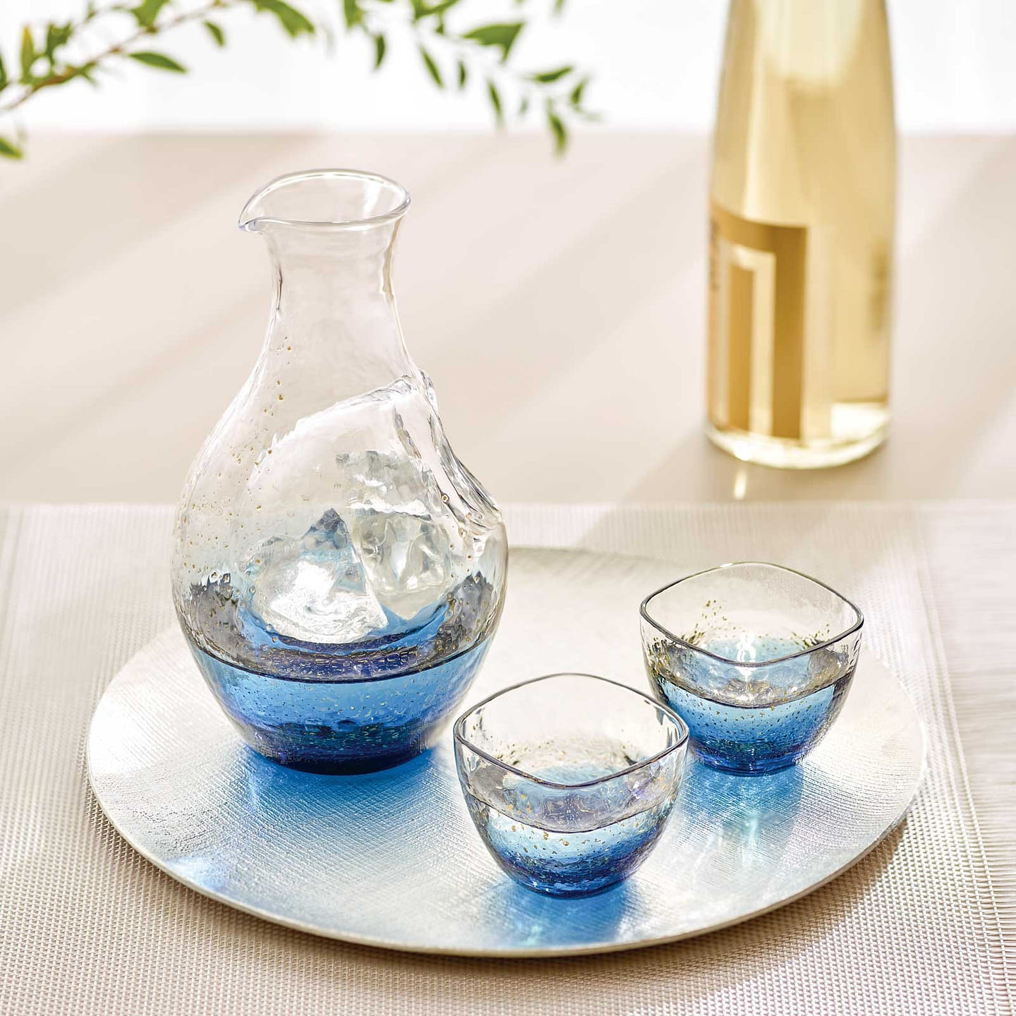 Toyo-sasaki Blue Sake Set(Wooden Box) 1 each