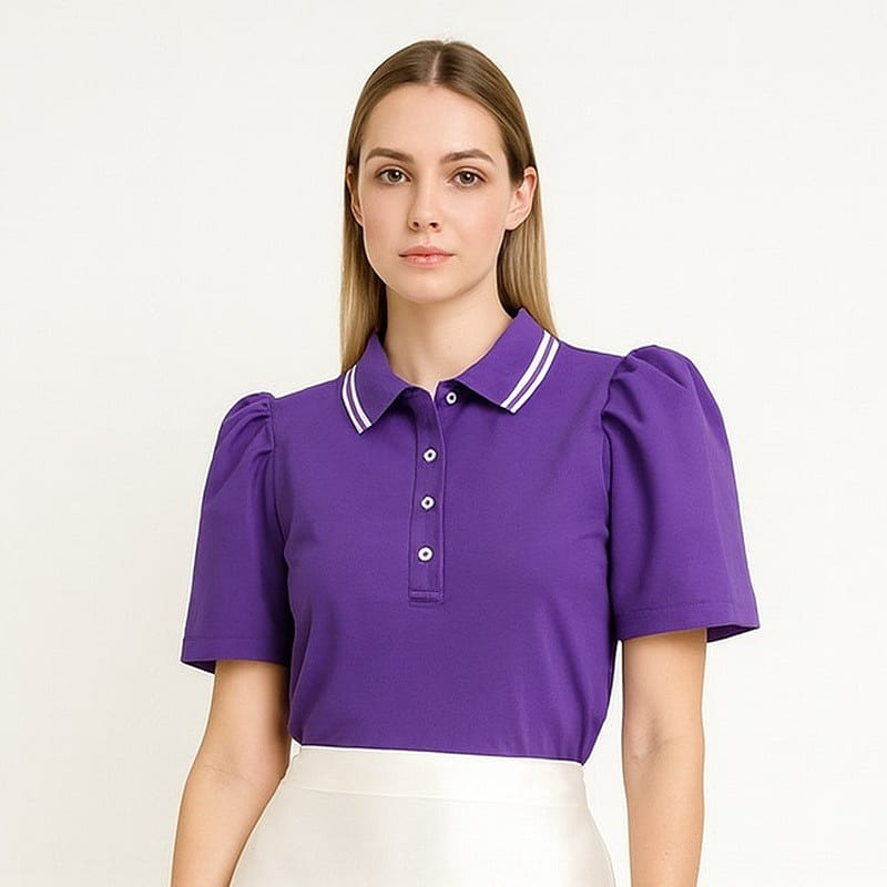 Binibini – Purple Polo Filipiniana Top LARGE 1 each