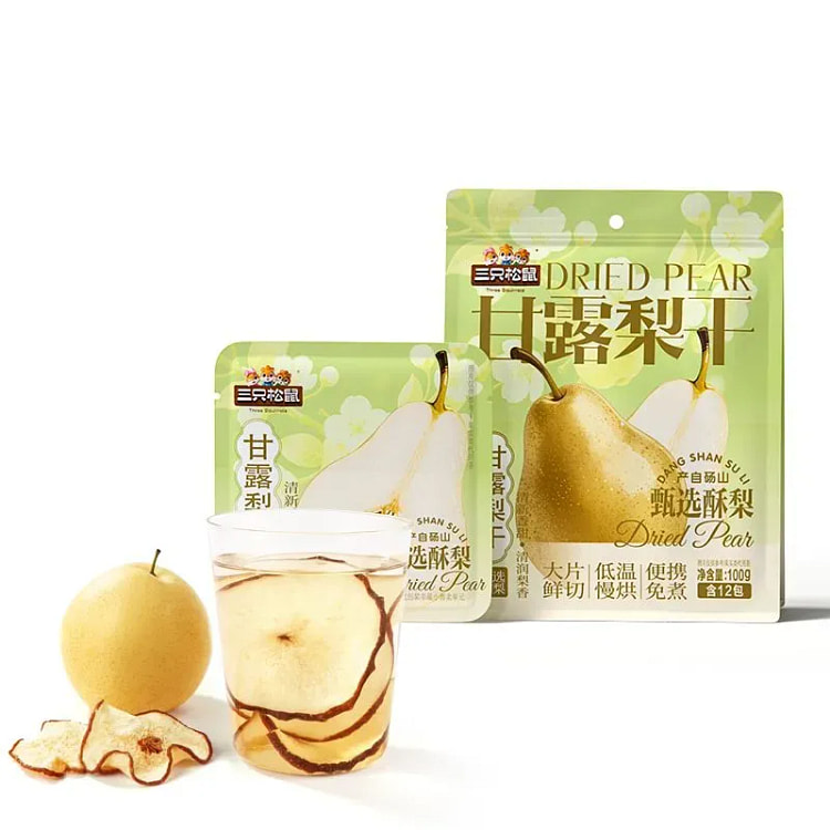 Dried nectar pears are individually packaged 100 g