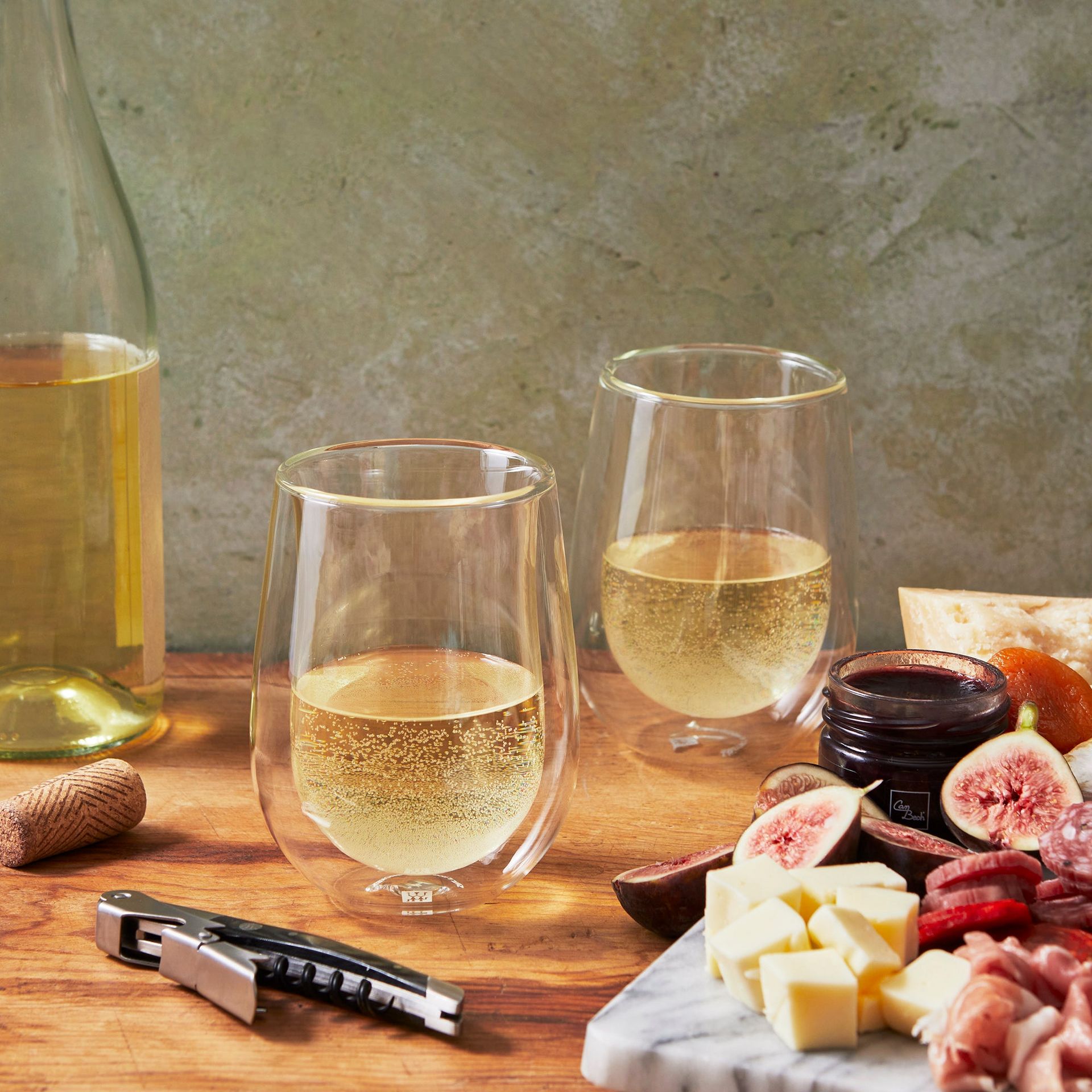 ZWILLING Sorrento Double-Wall Stemless White Wine Glasses with