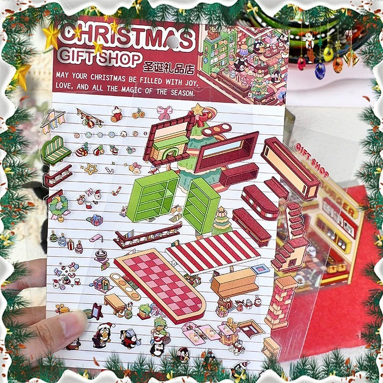 3D造景 DIY解压微缩场景贴纸-圣诞礼品店