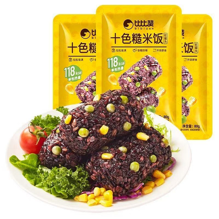 比比赞糙米饭团80g*3袋 十色杂粮米免煮开袋即食 3 包