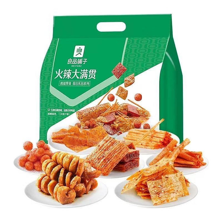 良品铺子火辣大满贯网红辣条小吃大辣片豆皮办公室零食 618 克