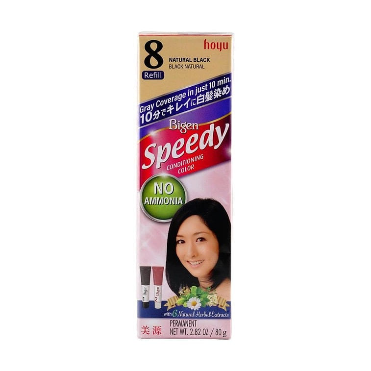 Japan Hoyu Bigen Speedy Hair Color # 8 Natural Black No Ammonia 40g+40g Hair Dye 1 box