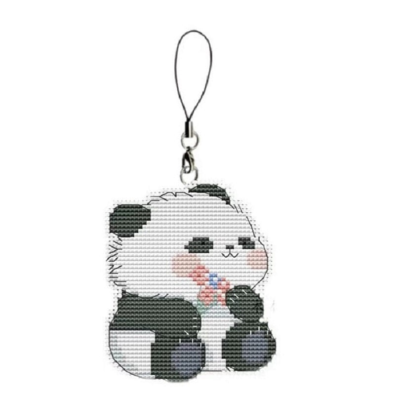 Cross Stitch Material Kit Hand Cartoon Printed Pendant With Keychain Pink Flower 1 個
