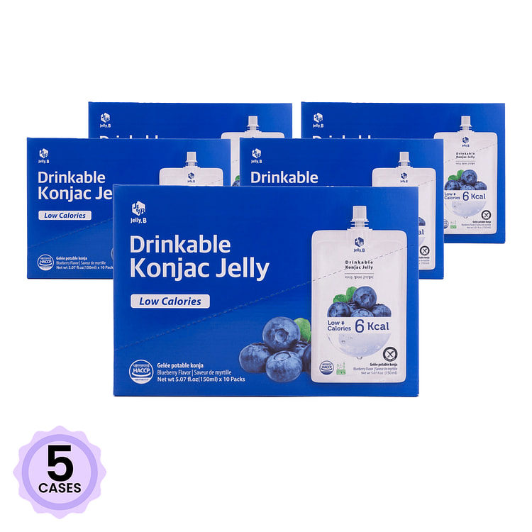 Jayone Jelly.B 低卡魔芋果冻 蓝莓味 10袋 5.07 液盎司*10 包*5 箱